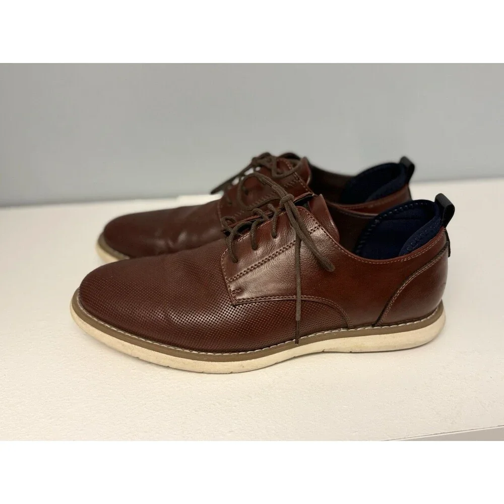 MADDEN Steve Madden Mens Brown Perforated Leather Derby Oxford Shoes Size 11 US